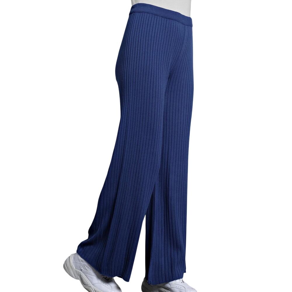 Staud Women's Lupin Rib Knit Pants in Navy Blue Size Large New With Tags